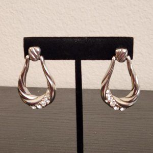 Metal Pierced with Crystal Earrings
